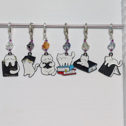 Book Cats Stitch Markers & Earrings