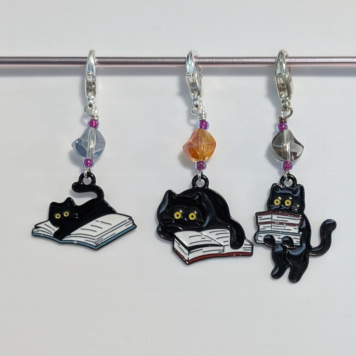 Book Cats Stitch Markers & Earrings