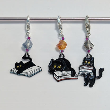 Book Cats Stitch Markers & Earrings