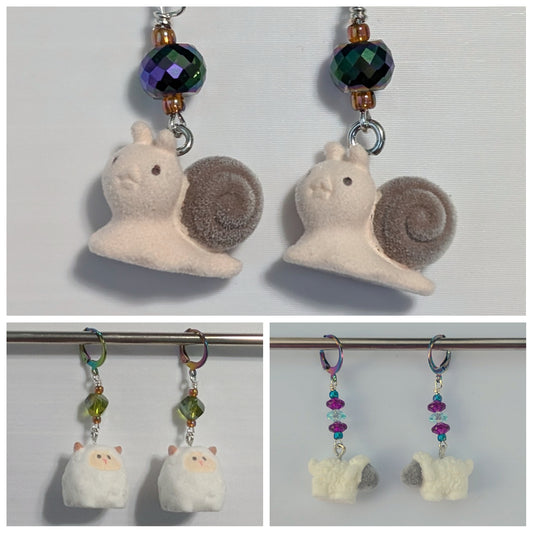 Flocked Animals Stitch Markers & Earrings