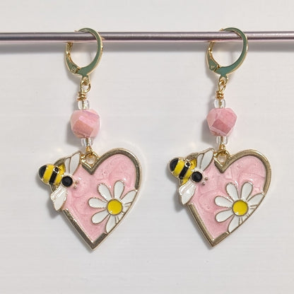 Enamel Bee Earrings & Stitch Markers