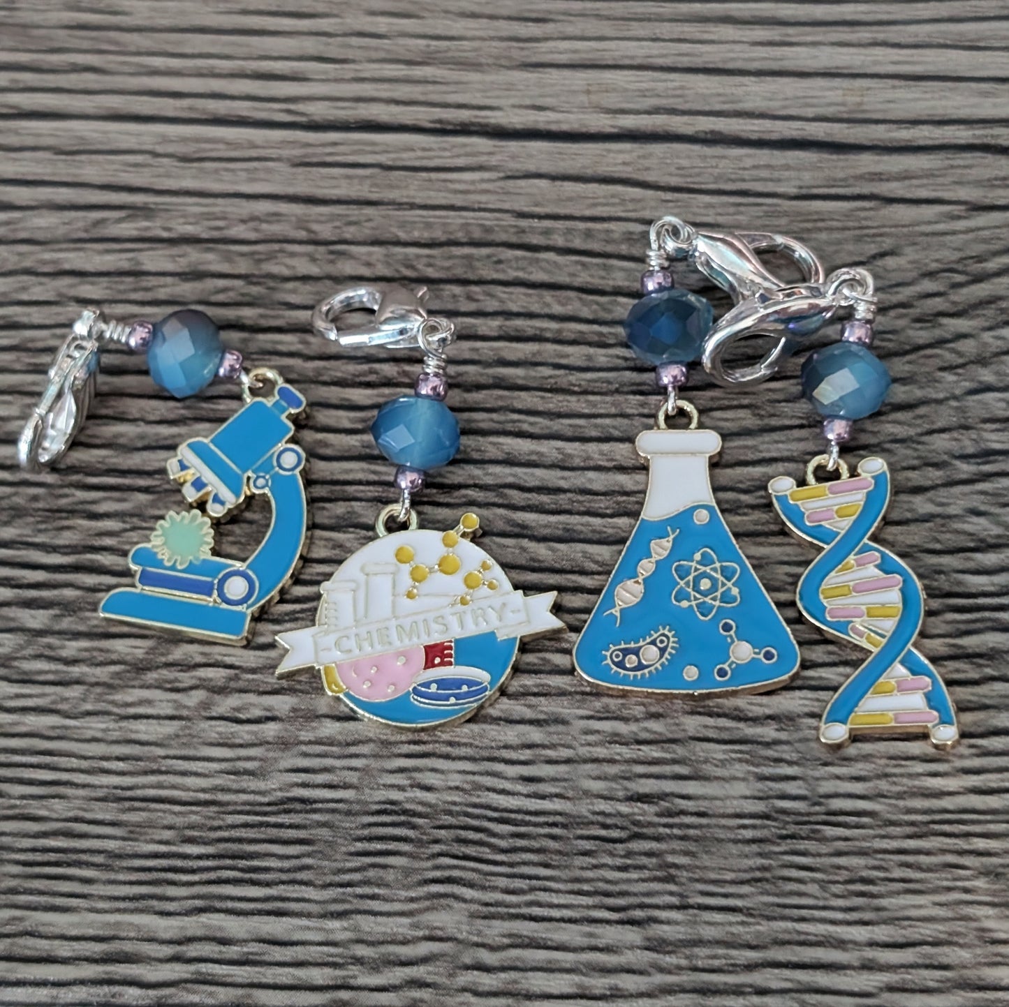 Science! Enamel Stitch Markers and Earrings