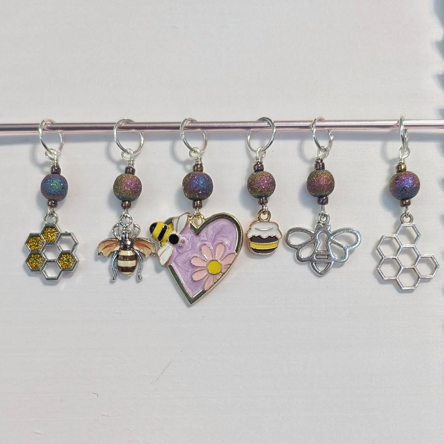 Enamel Bee Earrings & Stitch Markers