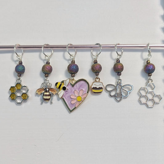 Enamel Bee Earrings & Stitch Markers