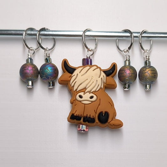 Hairy Coo Stitch Markers and Earrings