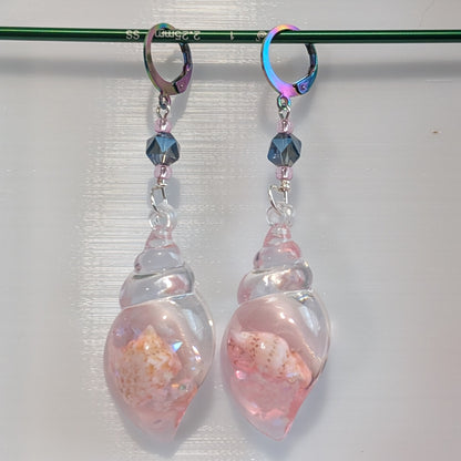 Resin Nested Seashells Glow in the Dark Stitch Markers & Earrings