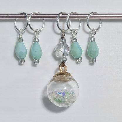 Glitter Globe Earrings & Stitch Markers