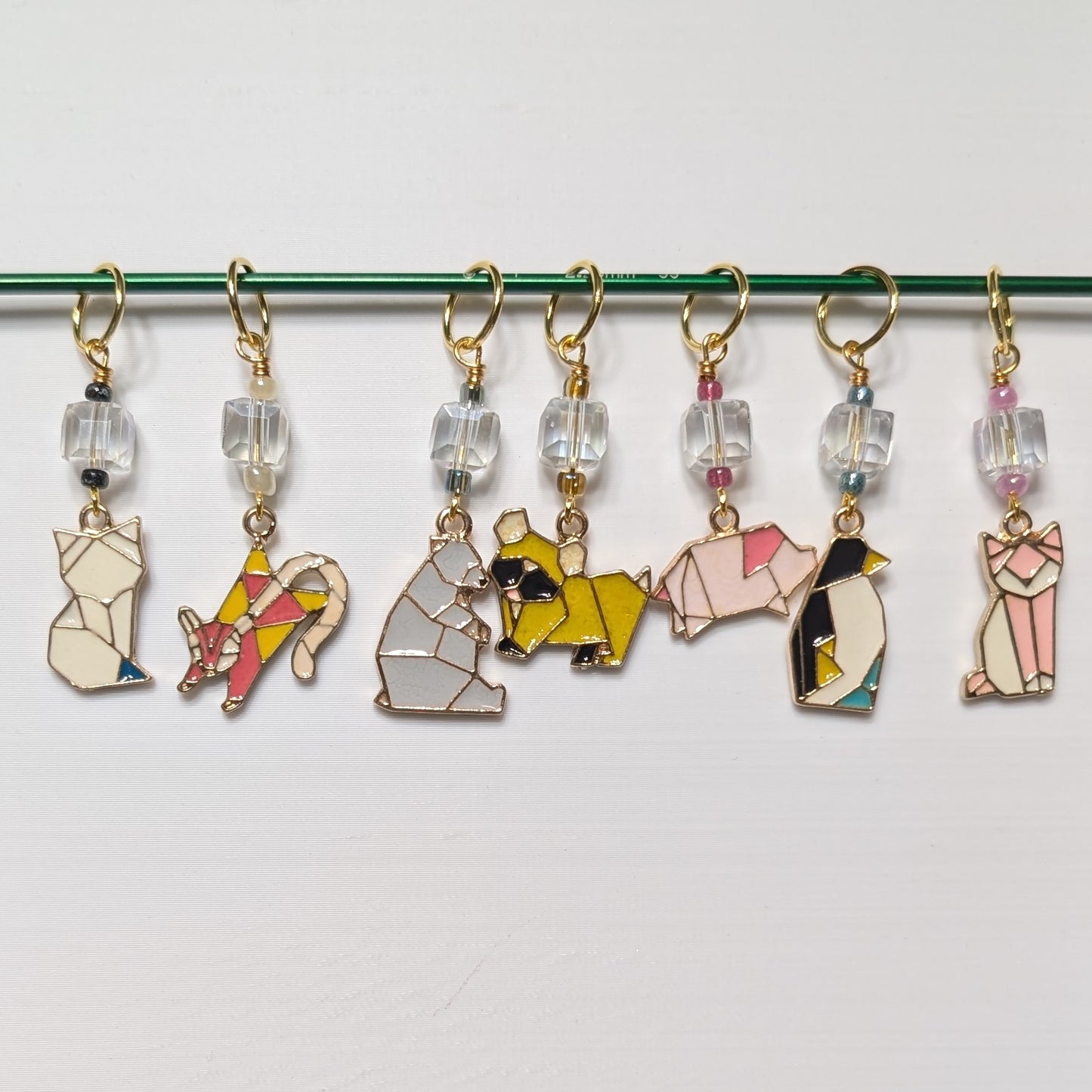 Enamel Origami Animal Stitch Markers & Earrings