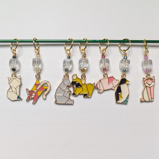 Enamel Origami Animal Stitch Markers & Earrings