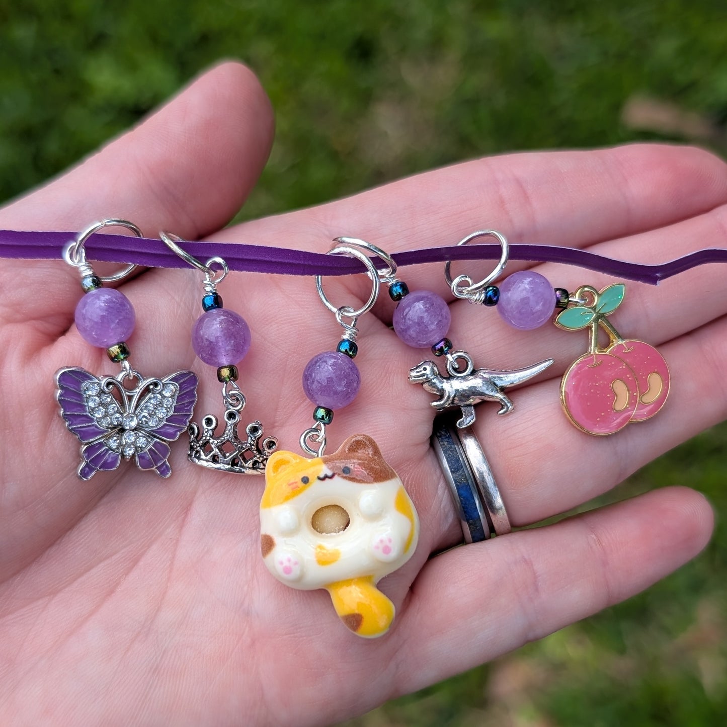 "Cats don't drink cocktails" Stitch Markers & Earrings