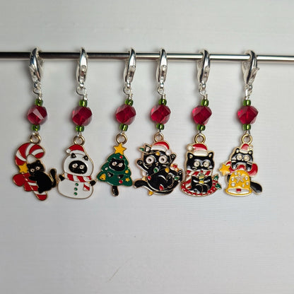 Black Cat Christmas Earrings and Markers