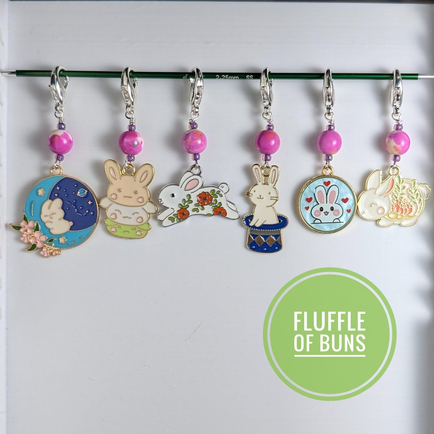 Enamel Bunnies Earrings & Stitch Markers