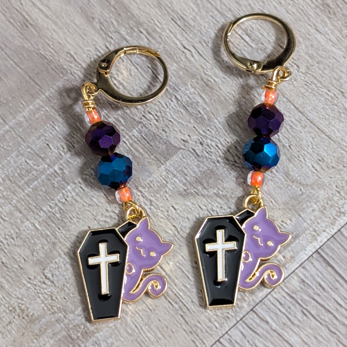 Spooky Kittens Earrings & Stitch Markers