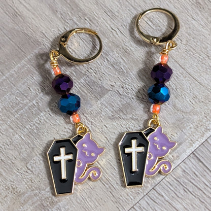 Spooky Kittens Earrings & Stitch Markers