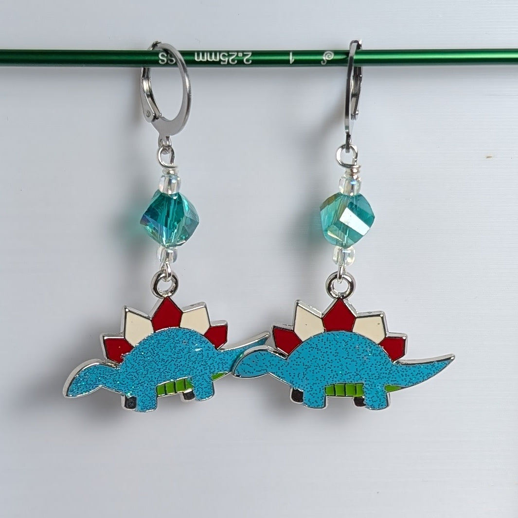 Holiday Dinosaur Earrings & Stitch Markers