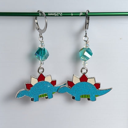 Holiday Dinosaur Earrings & Stitch Markers