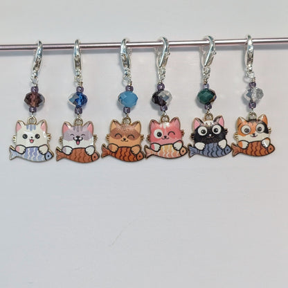 Fishy Cat Treats Stitch Markers and Earrings