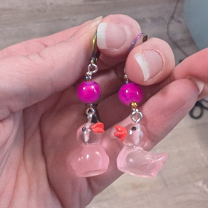 Resin Rubber Duckie Stitch Markers & Earrings