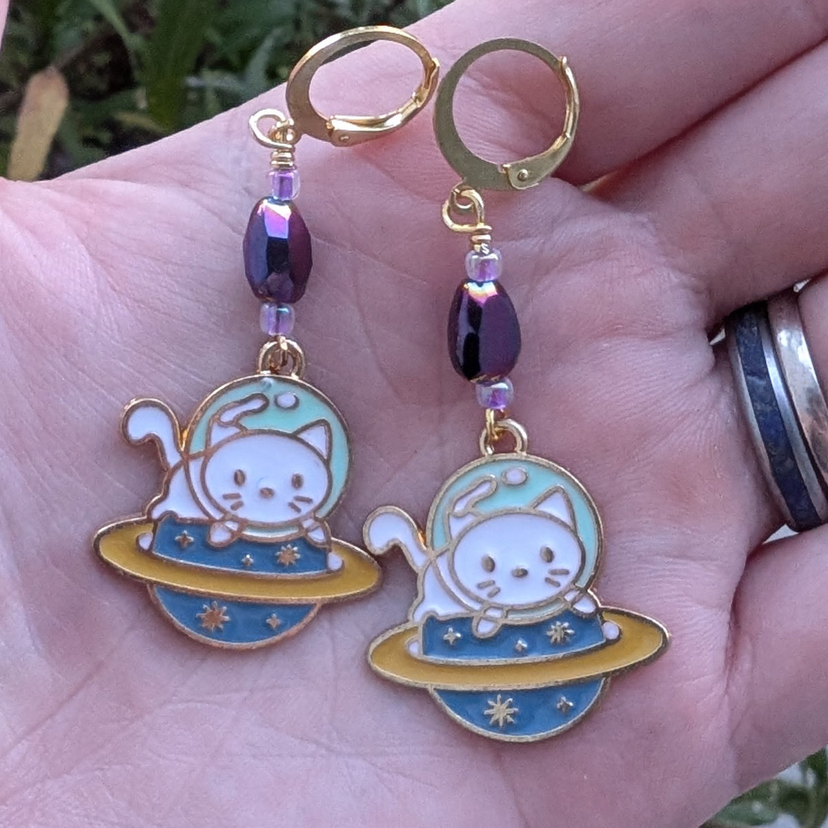 Space Cats Stitch Markers & Earrings