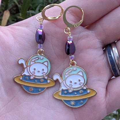 Space Cats Stitch Markers & Earrings