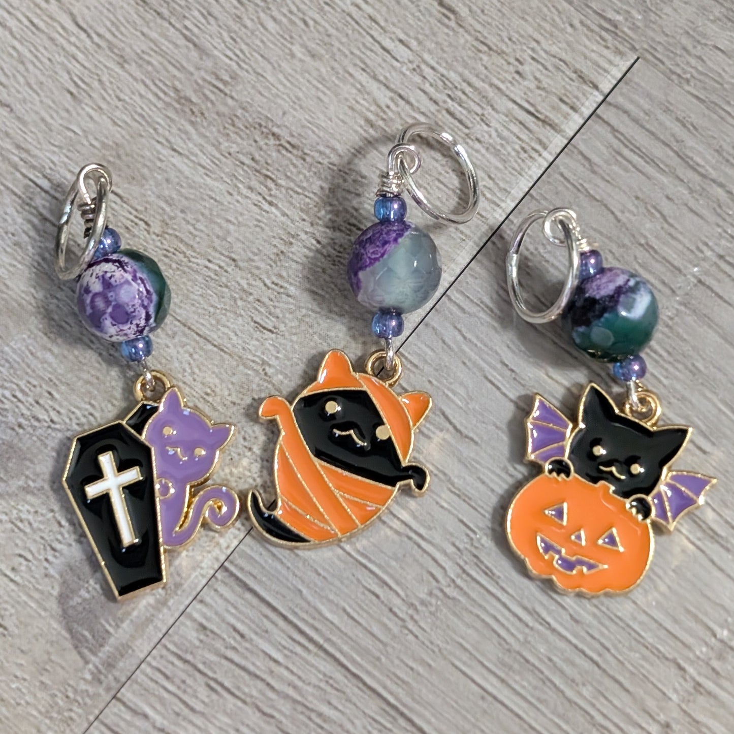Spooky Kittens Earrings & Stitch Markers