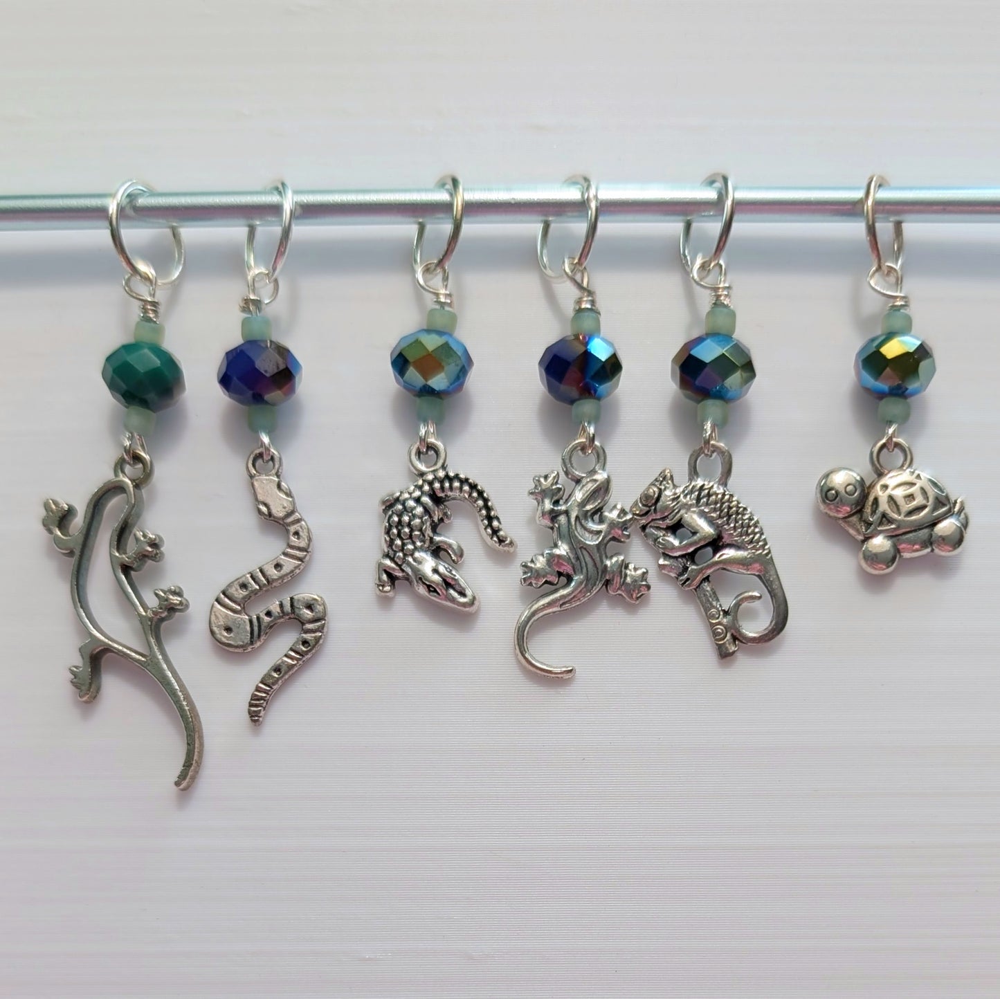 Scaled Friends Stitch Markers and Earrings