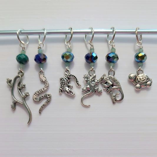 Scaled Friends Stitch Markers and Earrings