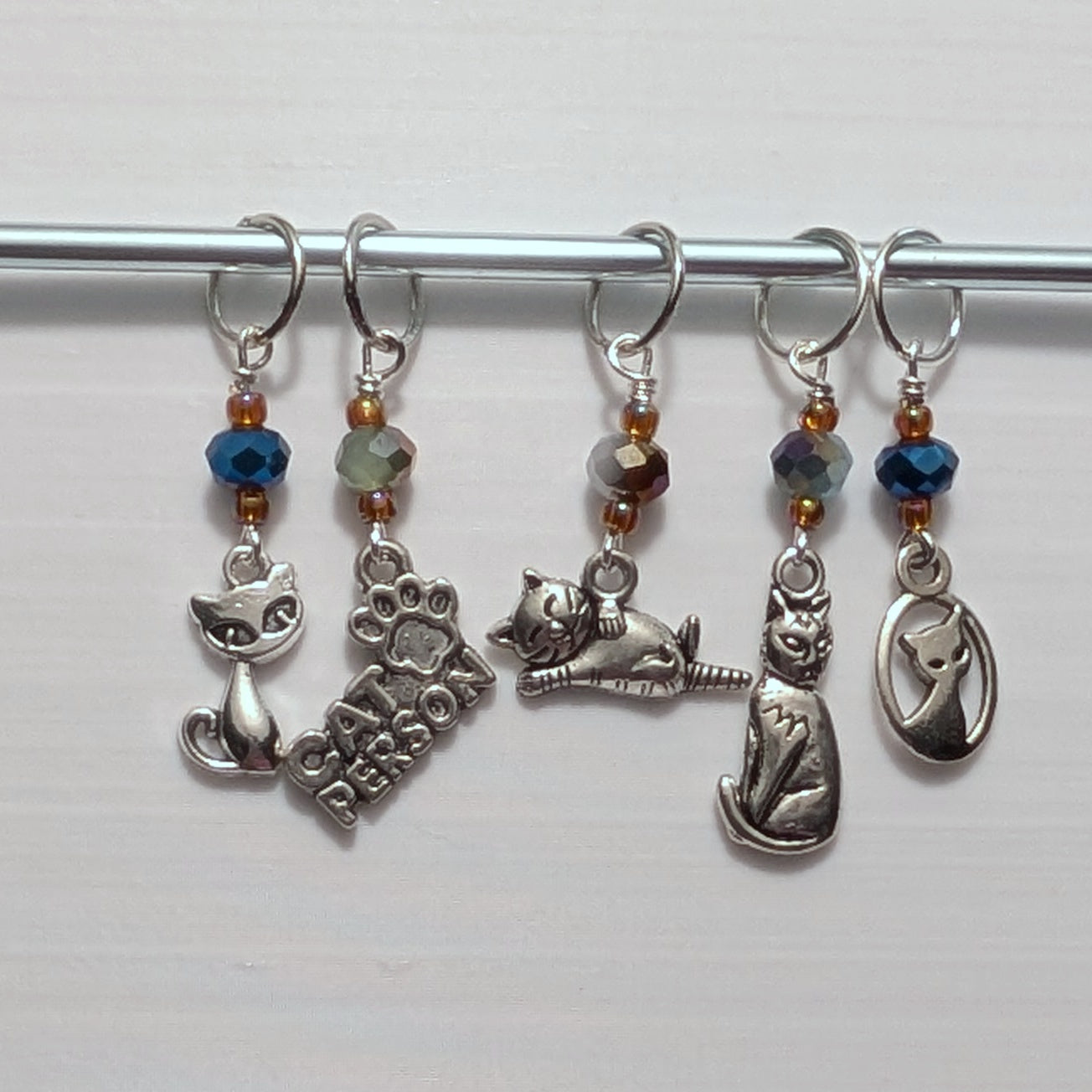 Cat Person Stitch Markers and Earrings