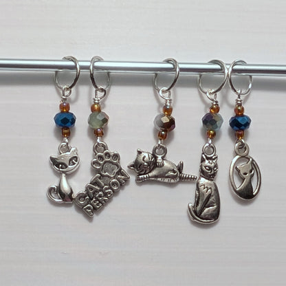 Cat Person Stitch Markers and Earrings