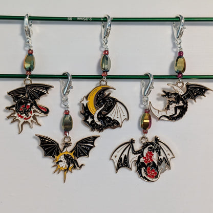 Dragons in the Stars Earrings & Stitch Markers