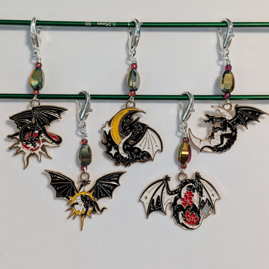 Dragons in the Stars Earrings & Stitch Markers