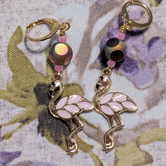 Fancy Flamingos Earrings & Stitch Markers