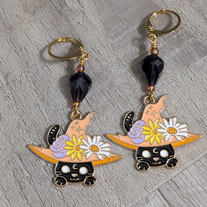 Spooky Kittens Earrings & Stitch Markers
