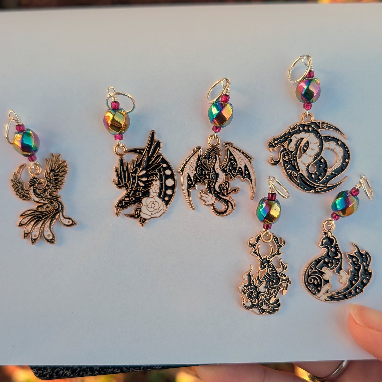Celestial Beasts Earrings & Stitch Markers