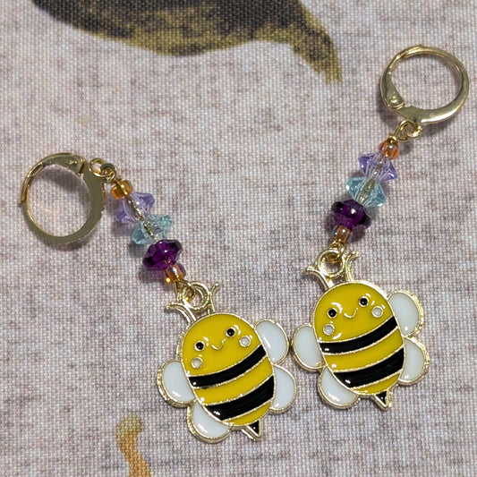 Cartoon Bees Earrings & Stitch Markers