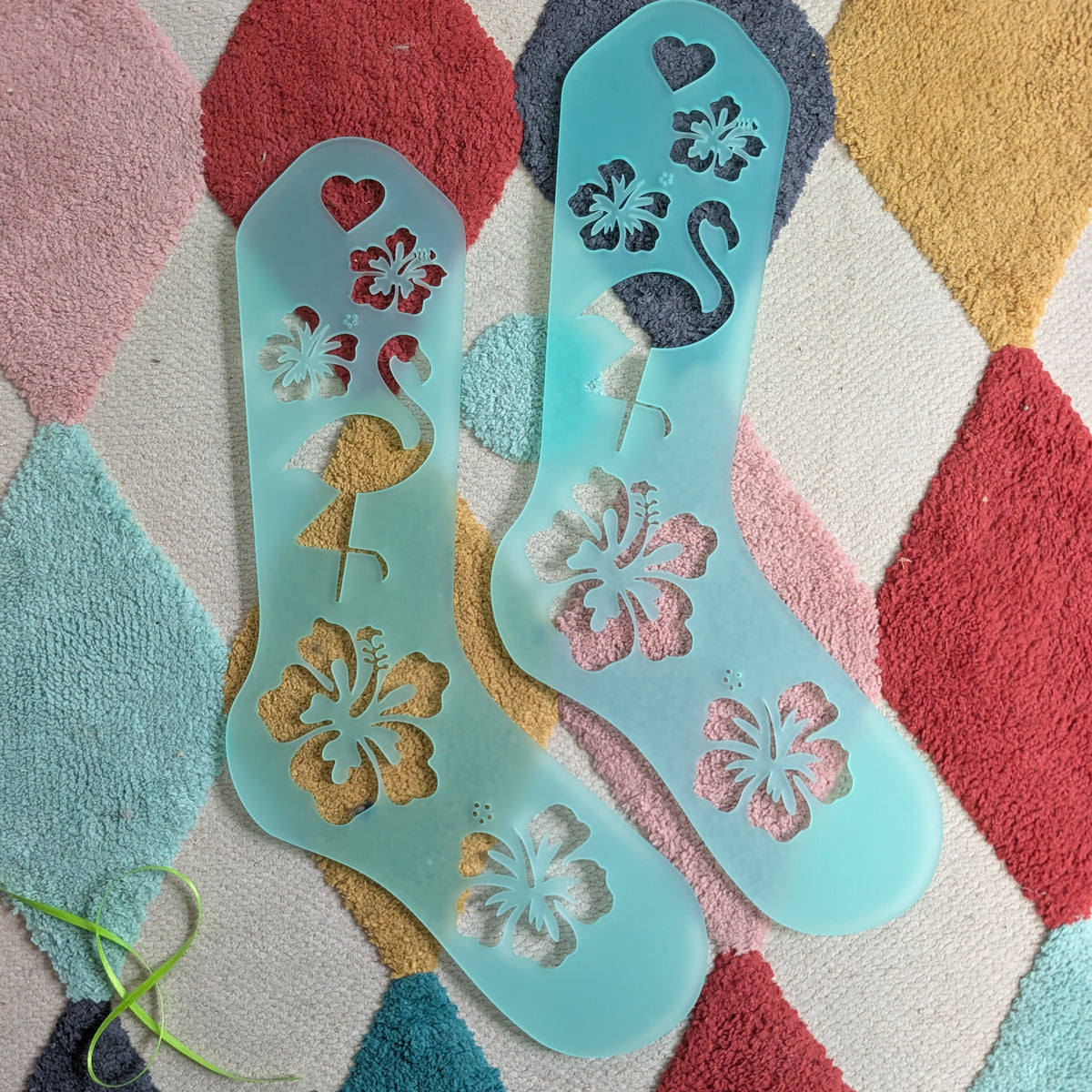 Flamingo and Hibiscus Acrylic Laser Cut Sock Blockers
