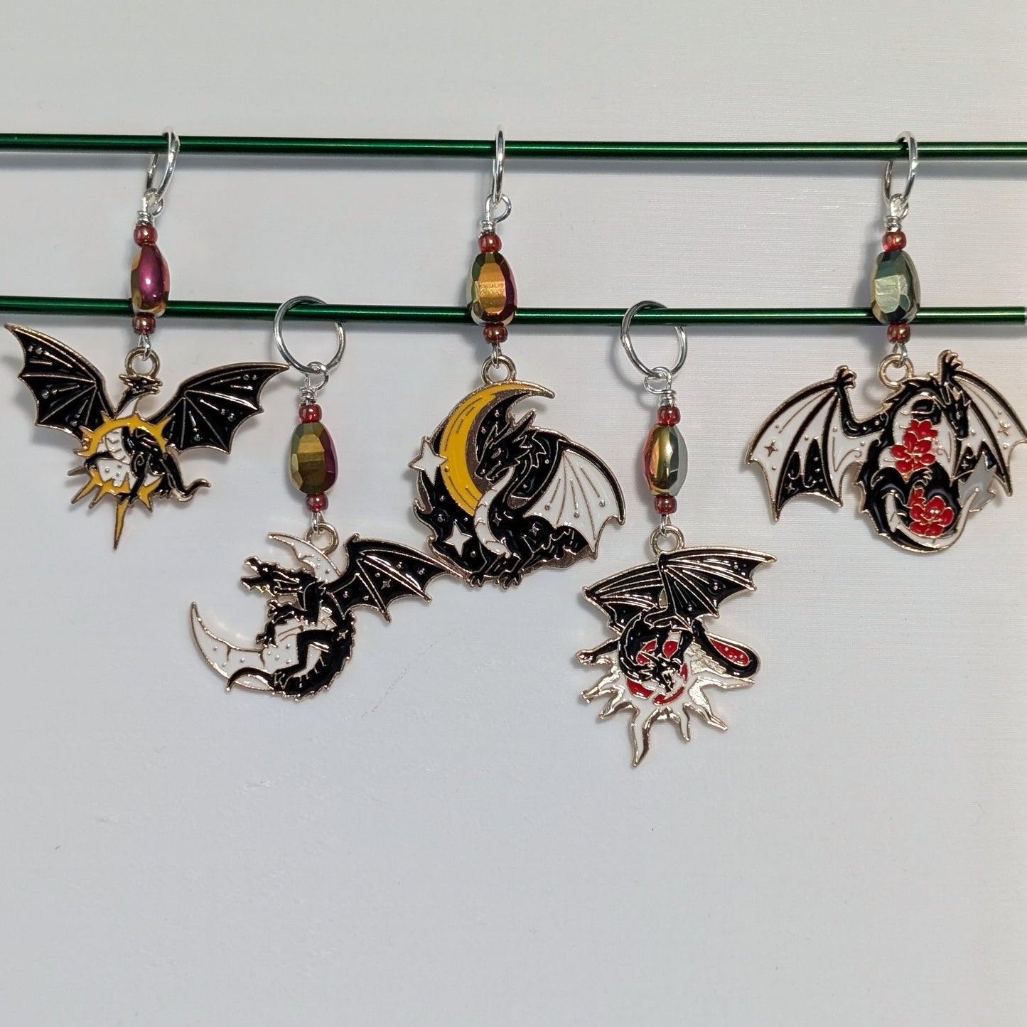 Dragons in the Stars Earrings & Stitch Markers