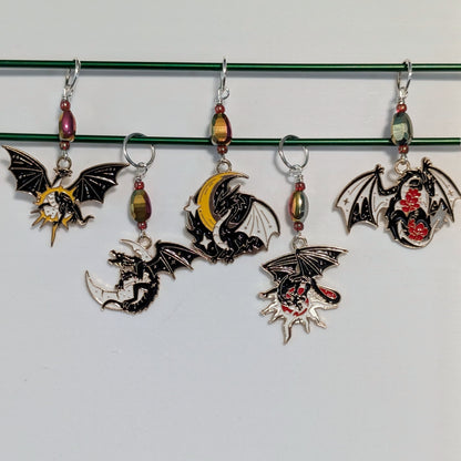 Dragons in the Stars Earrings & Stitch Markers