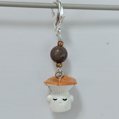 Sleepy Shiitake Earrings & Stitch Markers