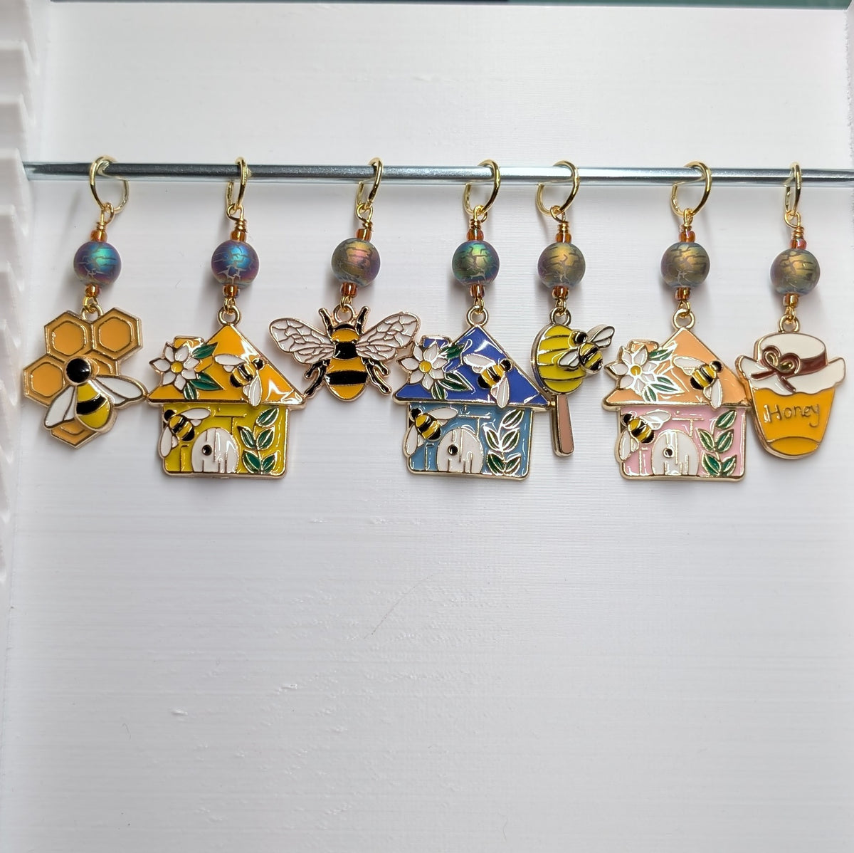 Oh bother! Bees and Hives Stitch Markers & Earrings