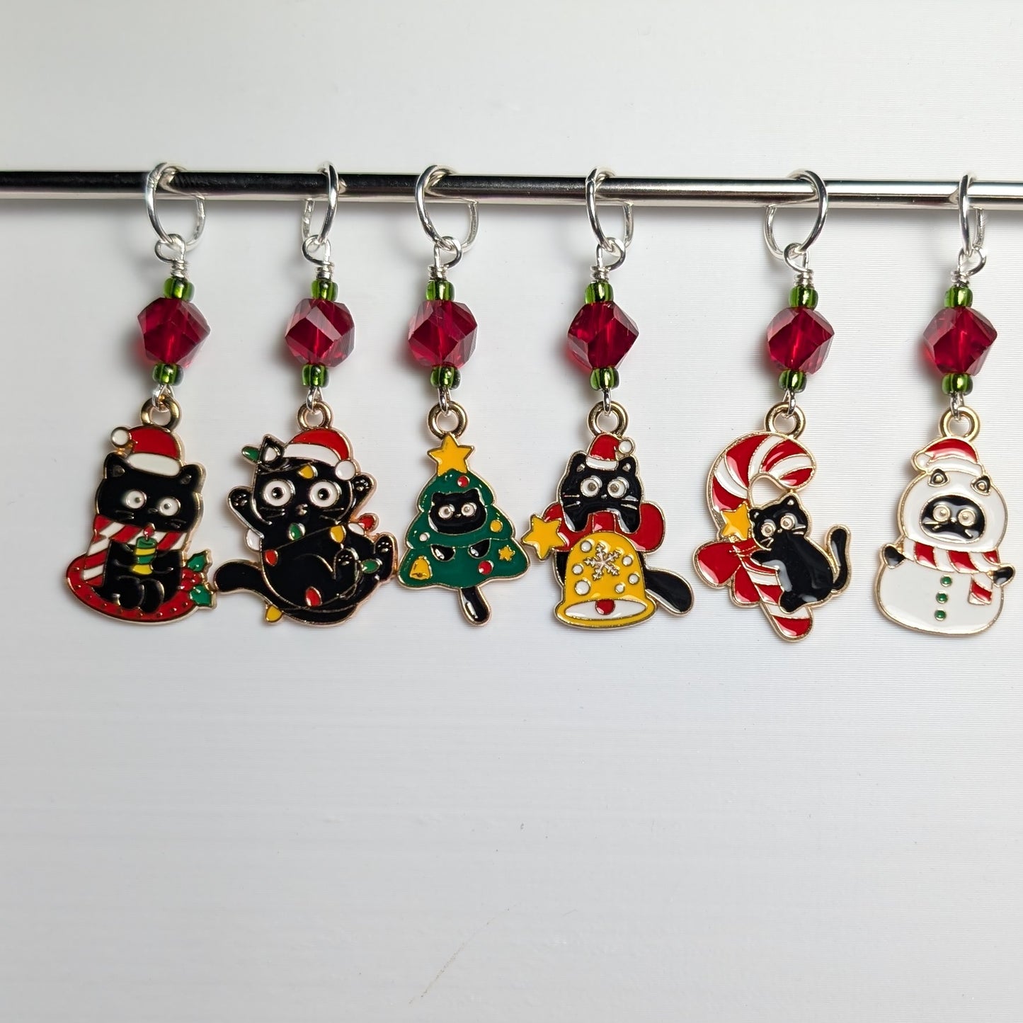 Black Cat Christmas Earrings and Markers