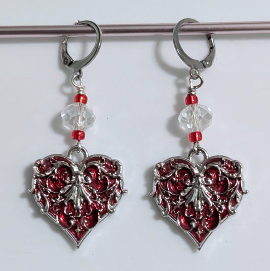 Vampire Heart Stitch Markers & Earrings