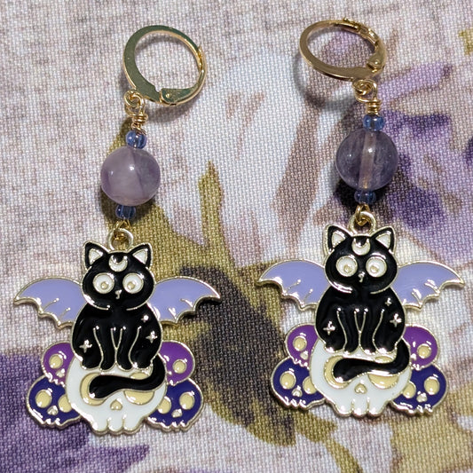 Demon Cat Earrings & Stitch Markers
