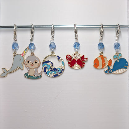 Cartoon Ocean Friends Stitch Markers and Earrings