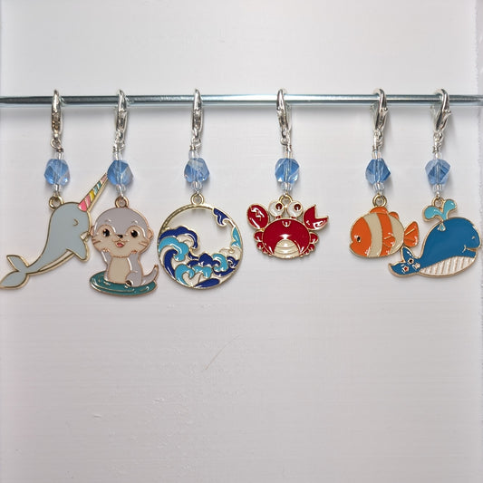 Cartoon Ocean Friends Stitch Markers and Earrings