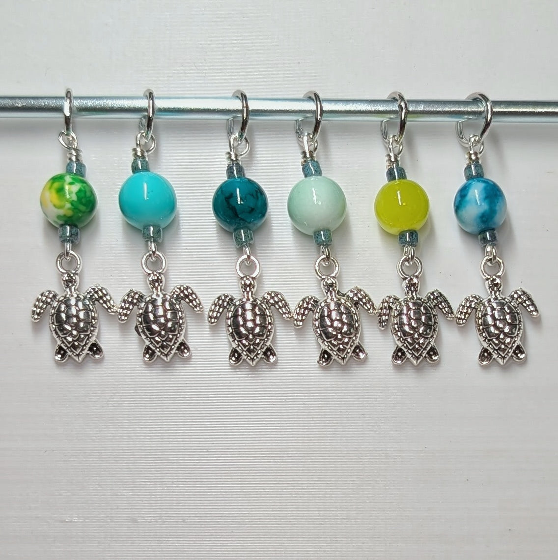 Sea Turtles Stitch Markers & Earrings Tibetan Silver Toned