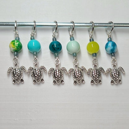 Sea Turtles Stitch Markers & Earrings Tibetan Silver Toned
