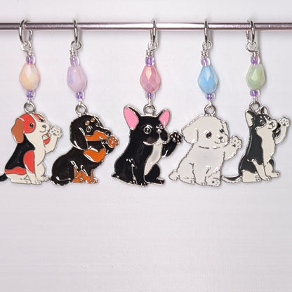 Waving Dogs Stitch Markers & Earrings