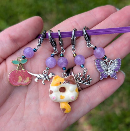 "Cats don't drink cocktails" Stitch Markers & Earrings
