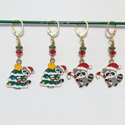 Trash Panda Christmas Earrings & Stitch Markers